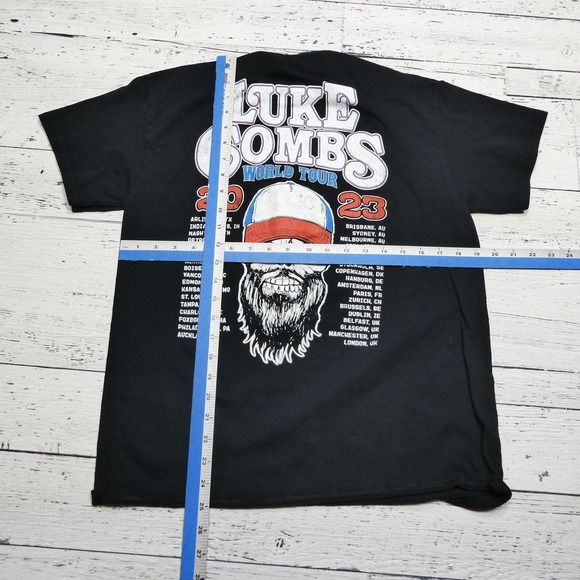 Luke Combs Shirt Mens Small Black 2023 World Tour Concert Tee Graphic Tour Dates - Picture 5 of 12